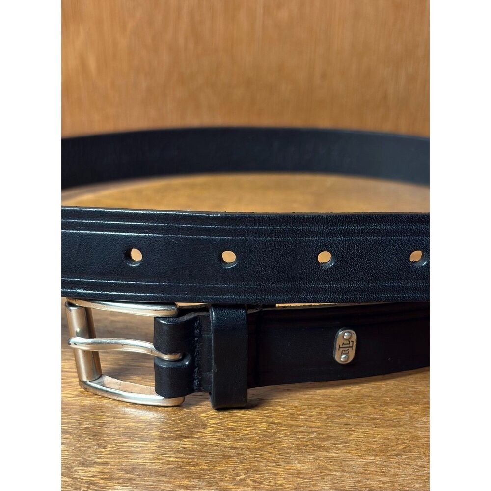 Lauren Ralph Lauren Black Italian Leather Belt Womens M Classic Preppy - Picture 4 of 11